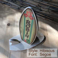 Load image into Gallery viewer, Mini Wooden Surfboard Wedding or Party Favor - Cake Topper - Surf or Beach Table Setting - Personalized Place Cards