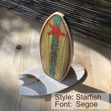 Load image into Gallery viewer, Mini Wooden Surfboard Wedding or Party Favor - Cake Topper - Surf or Beach Table Setting - Personalized Place Cards