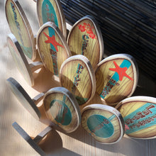 Load image into Gallery viewer, Mini Wooden Surfboard Wedding or Party Favor - Cake Topper - Surf or Beach Table Setting - Personalized Place Cards