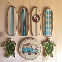 Load image into Gallery viewer, Hawaiian Inspired Wooden Surfboard Baby Nursery Mobile
