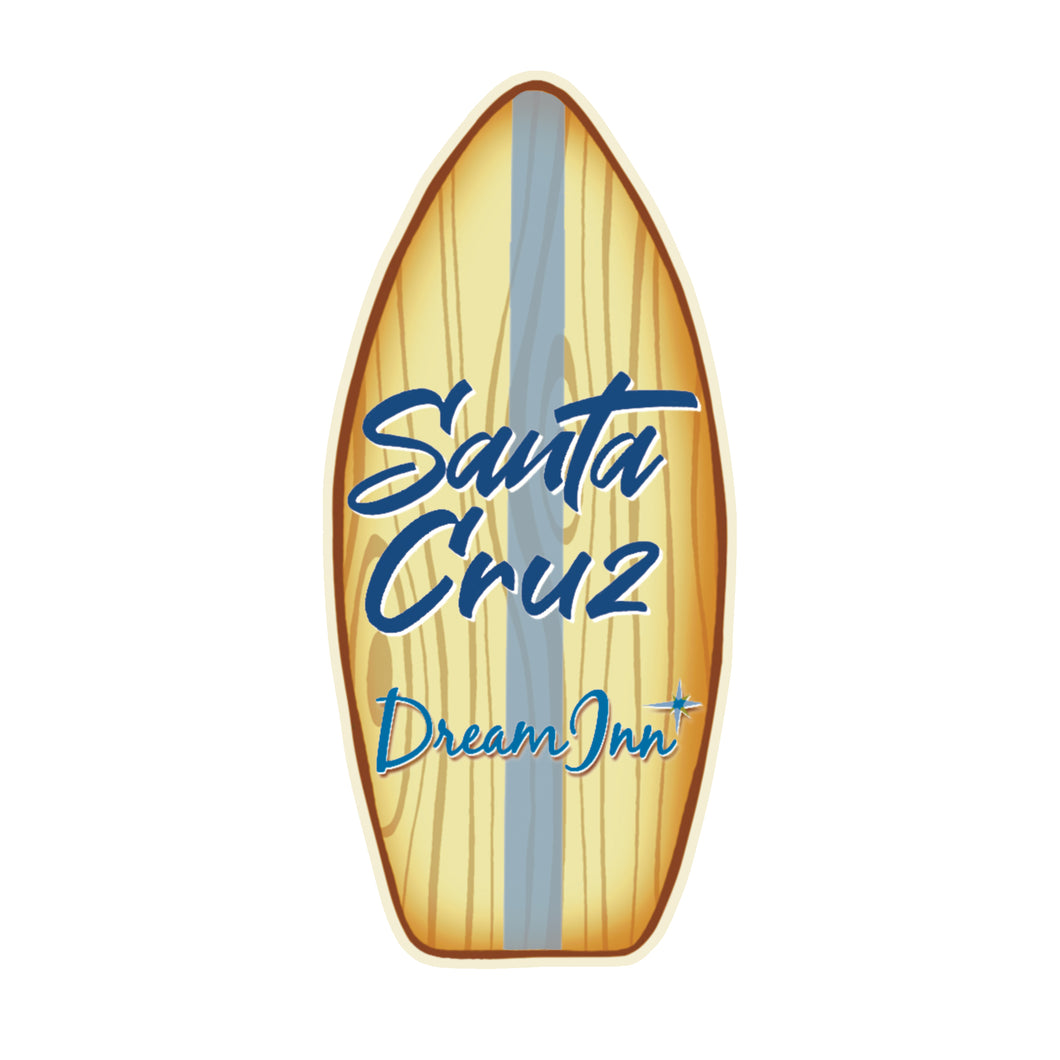 Mini Wooden Surfboard - Freestanding with Fin - Santa Cruz