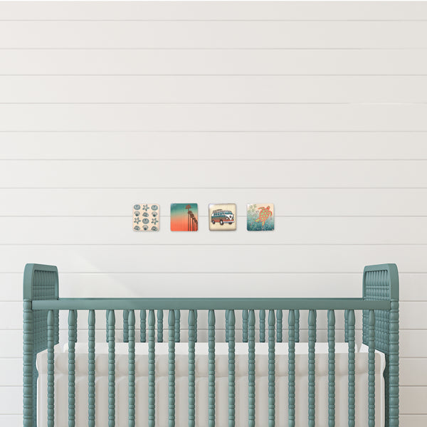 beach themed nursery artwork set for boho beach or surf nursery wall art
