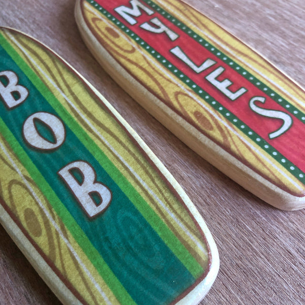 LARGE Personalized Surfboard Wall Decor, 13 Inch Mini Wooden Longboard
