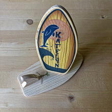 Load image into Gallery viewer, Personalized Mini Wooden Surfboard - Navy and Blush Surf or Beach Theme - Name Place Cards and Favors
