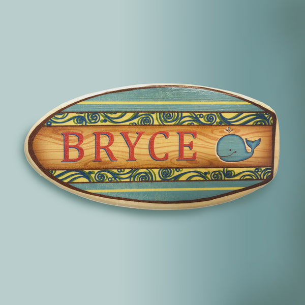 Personalized Surfboard Nameplate, Size Small: 5"x10"