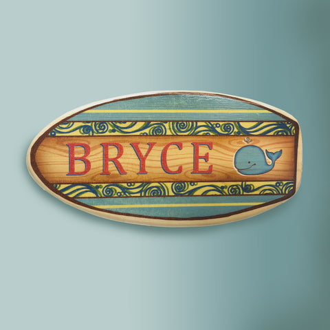 Personalized Surfboard Nameplate, Size Small: 5"x10"