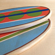 Load image into Gallery viewer, Mini Wooden Surfboard Art, 13 inches Tall,  Classic Longboard Designs
