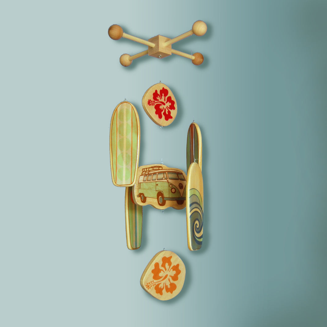 Mint Green VW Kombi and Surfboard Crib Mobile