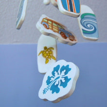 Load image into Gallery viewer, Wooden Surfboard Baby Crib Mobile for a Beach Themed Baby Nursery
