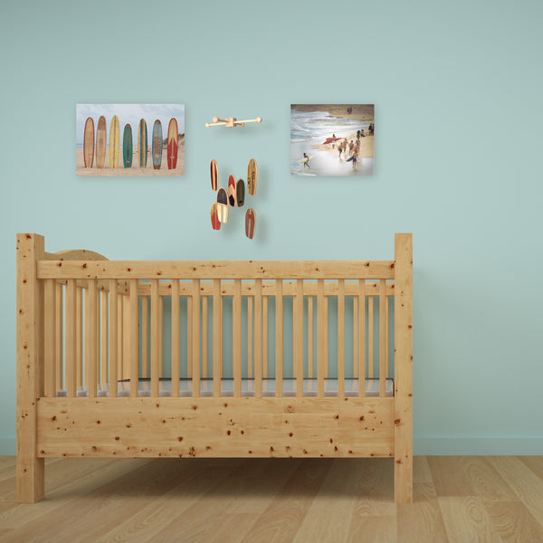 Baby Crib Mobile, Nautical Baby Nursery Mobile, Wooden Surfboard Baby Mobile, Best Baby Crib Mobile for a Surf or Beach Themed Baby Room