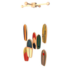 Load image into Gallery viewer, Baby Crib Mobile, Nautical Baby Nursery Mobile, Wooden Surfboard Baby Mobile, Best Baby Crib Mobile for a Surf or Beach Themed Baby Room
