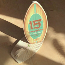 Load image into Gallery viewer, Mini Surfboard Table Number Signs Personalized for Wedding, Graduation, or any Special Event
