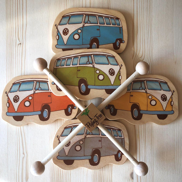 vintage VW bus baby mobile for a beach inspired baby nursery