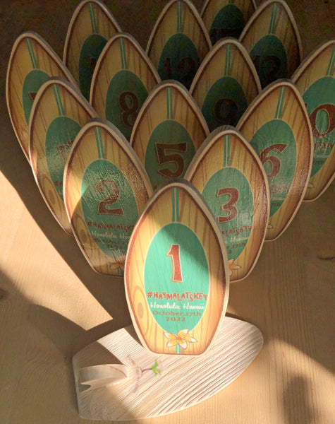 Mini Surfboard Table Number Signs Personalized for Wedding, Graduation, or any Special Event