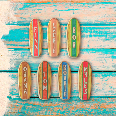 SMALL Personalized Surfboard Wall Decor, 6.5 Inch Mini Wooden Longboard