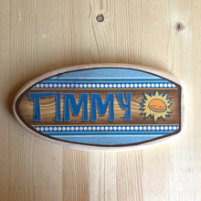 Load image into Gallery viewer, Personalized Surfboard Nameplate - Blues - 14&quot; Long
