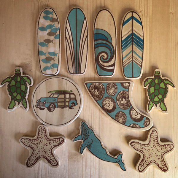 Hawaiian Inspired Wooden Surfboard Baby Nursery Mobile