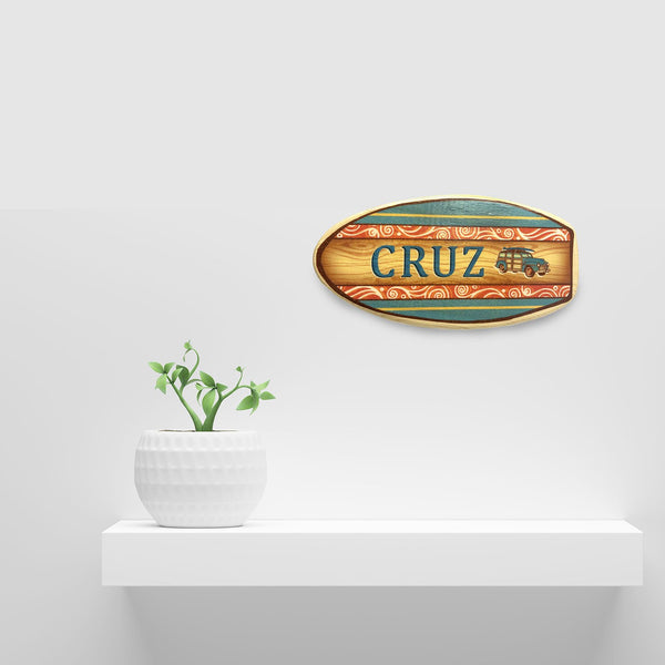 personalized name surfboard sign made from solid wood