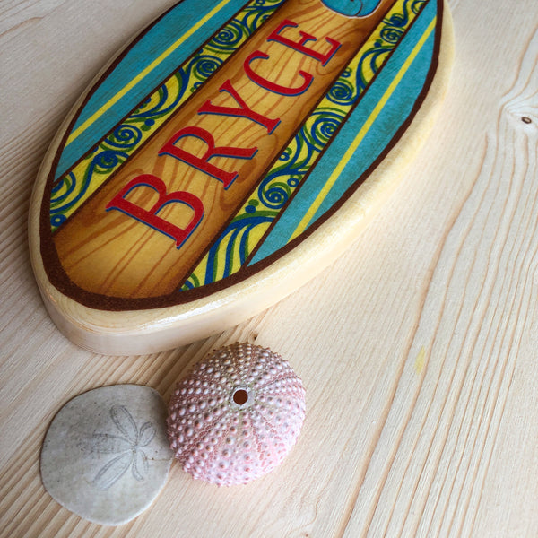Personalized Surfboard Nameplate, Size Large: 7"x14"